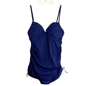 Love Your Assets Large Blue One Piece Women's Swimsuit  Miss Size 12 14 L